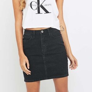 BDG black denim pencil skirt